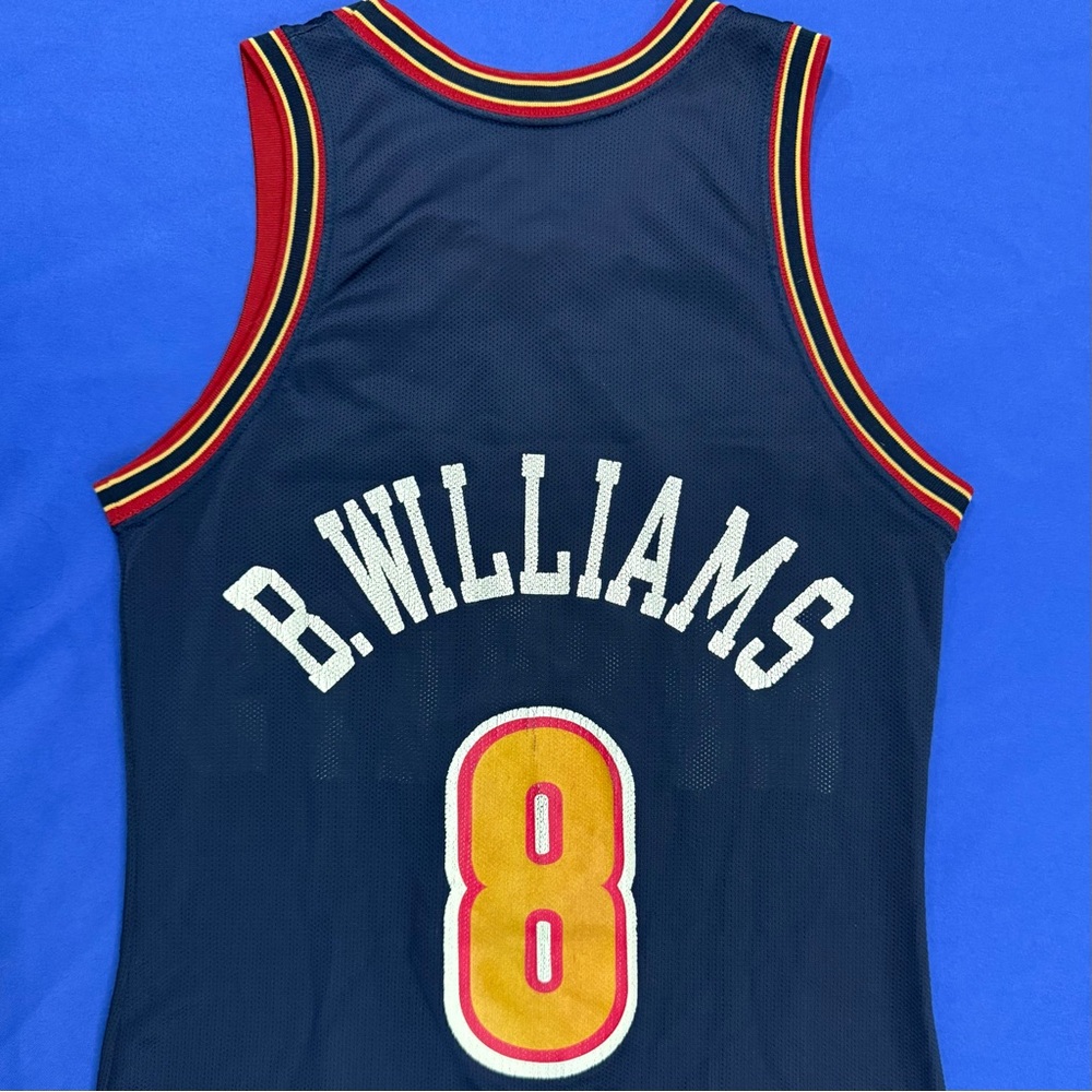 Rare Champion Brian Williams Bison Dele Denver Nuggets #8 Blue Jersey 36 Men’s S